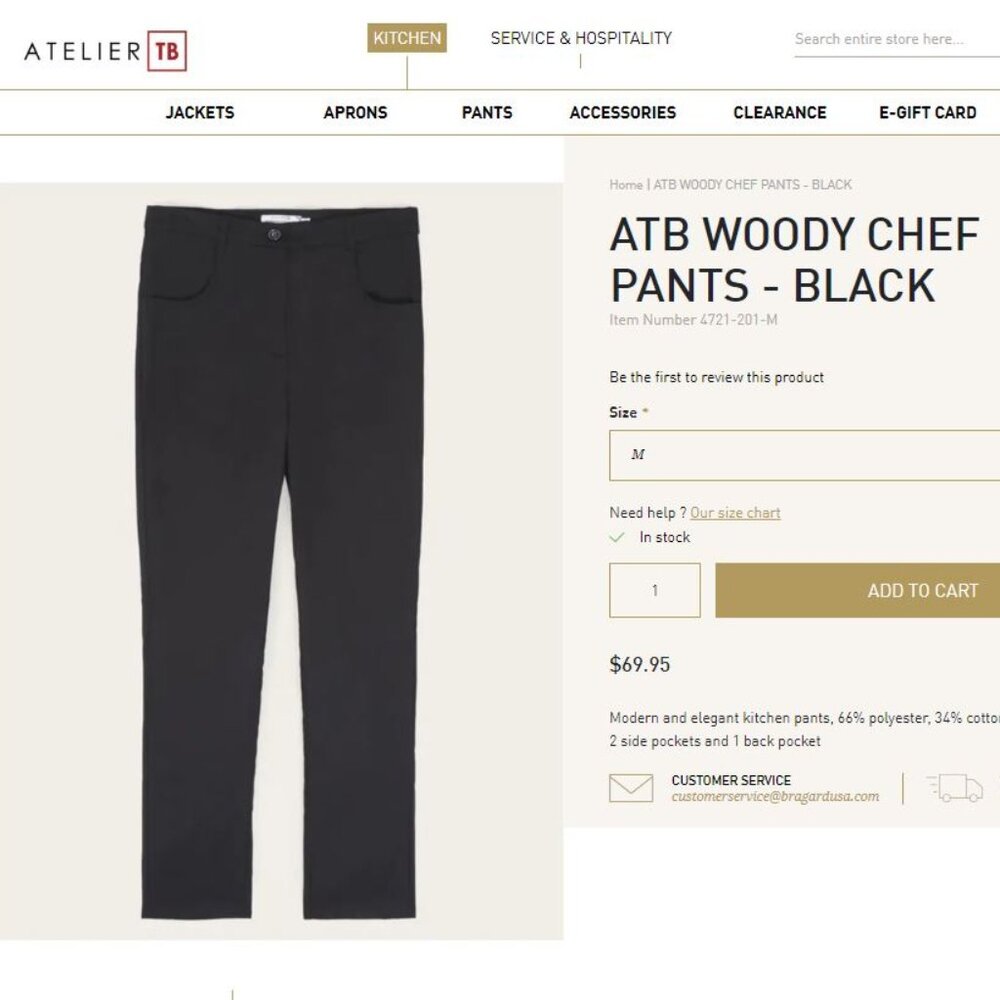 👨‍🍳 ATB Woody Chef Pants – Black (Size M) 👨‍🍳